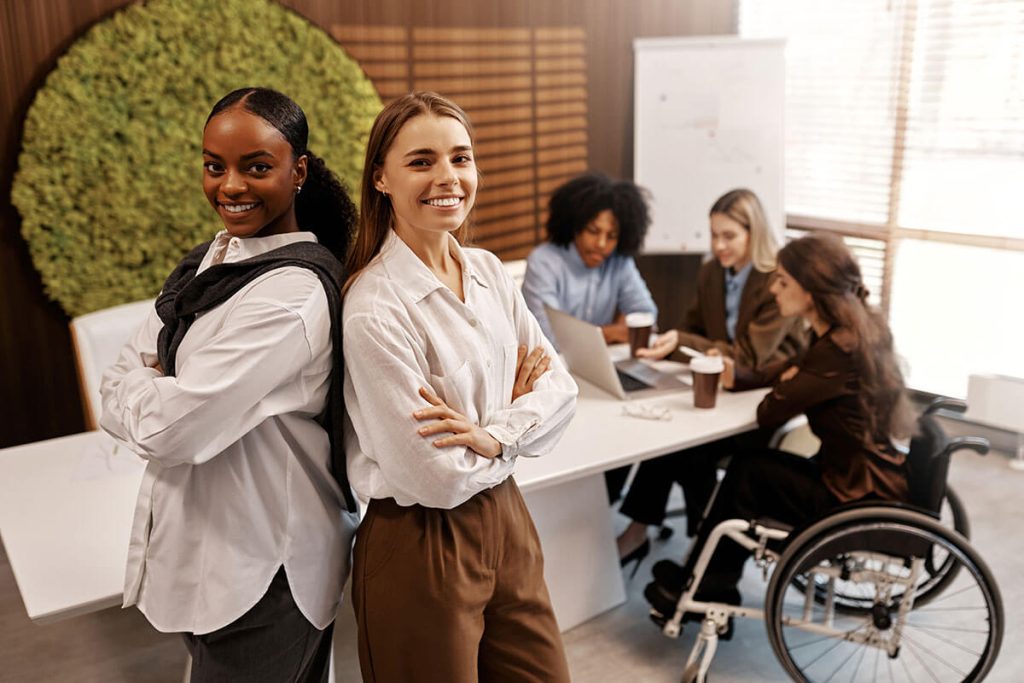 two women confident at work
